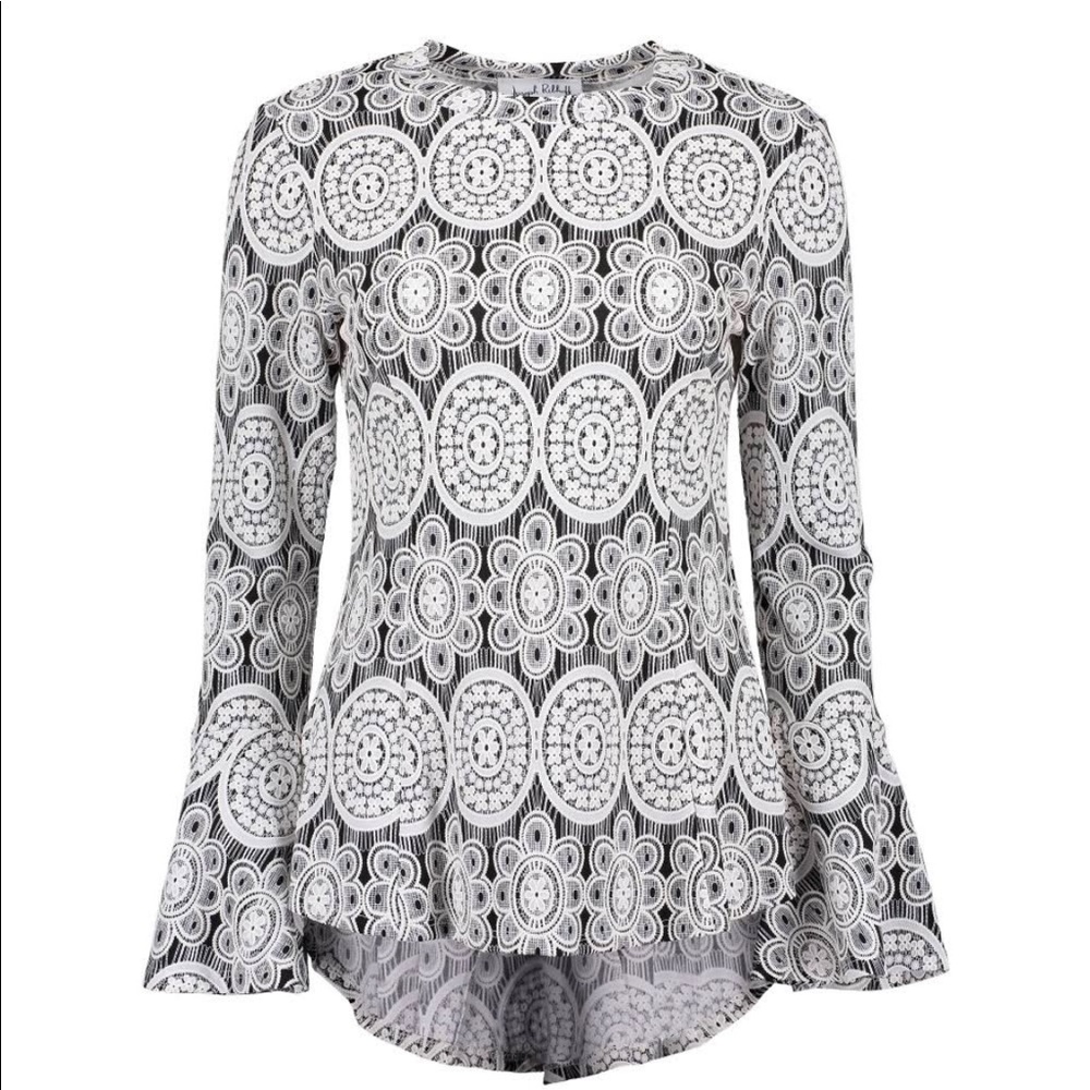 Joseph Ribkoff Bell Sleeve B/W Top